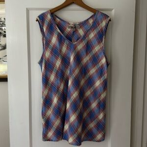 Flax plaid linen tunic sleeveless size large